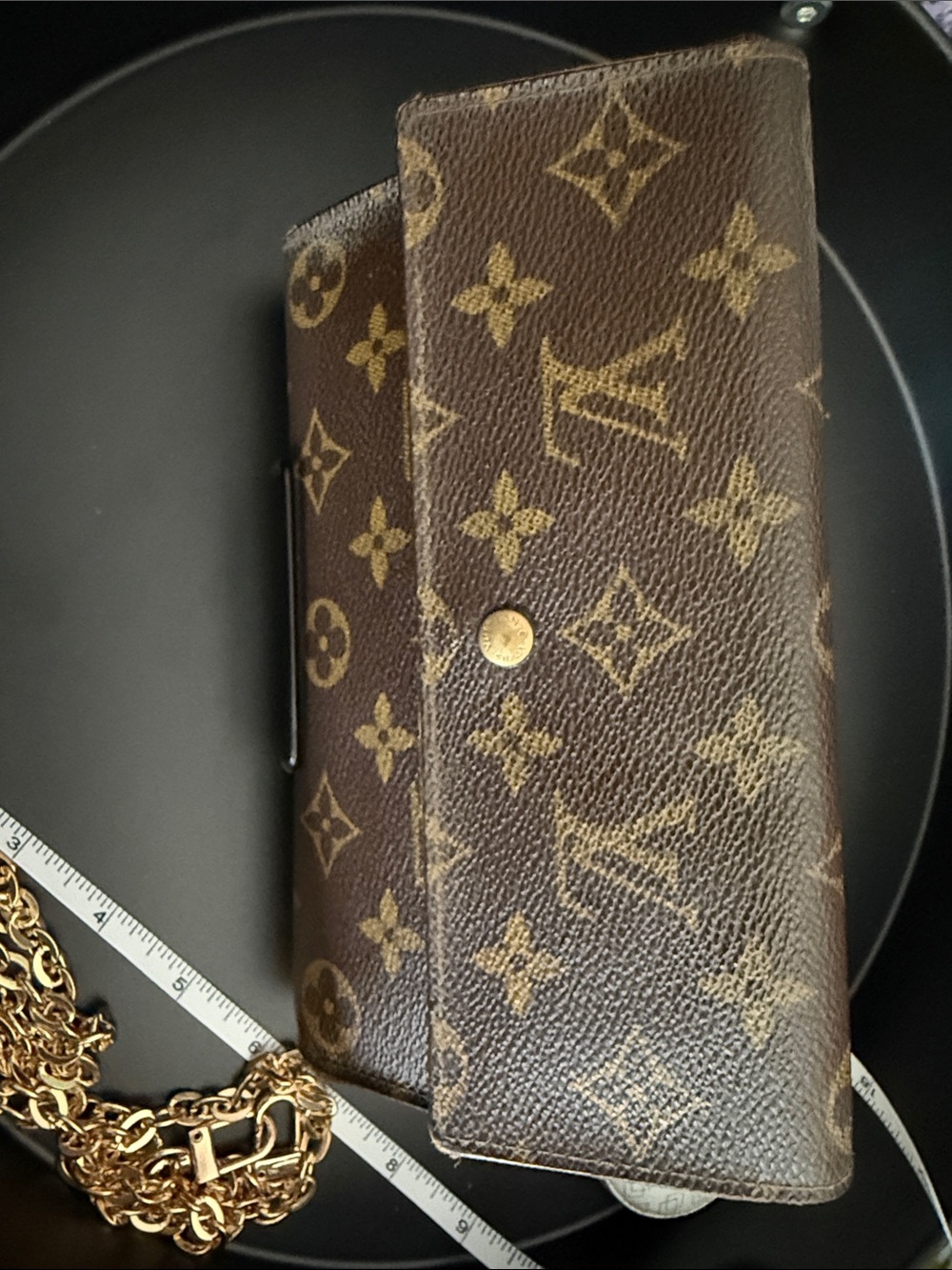 Louis Vuitton Brown Monogram Clutch Wristlet with Gold Hardware